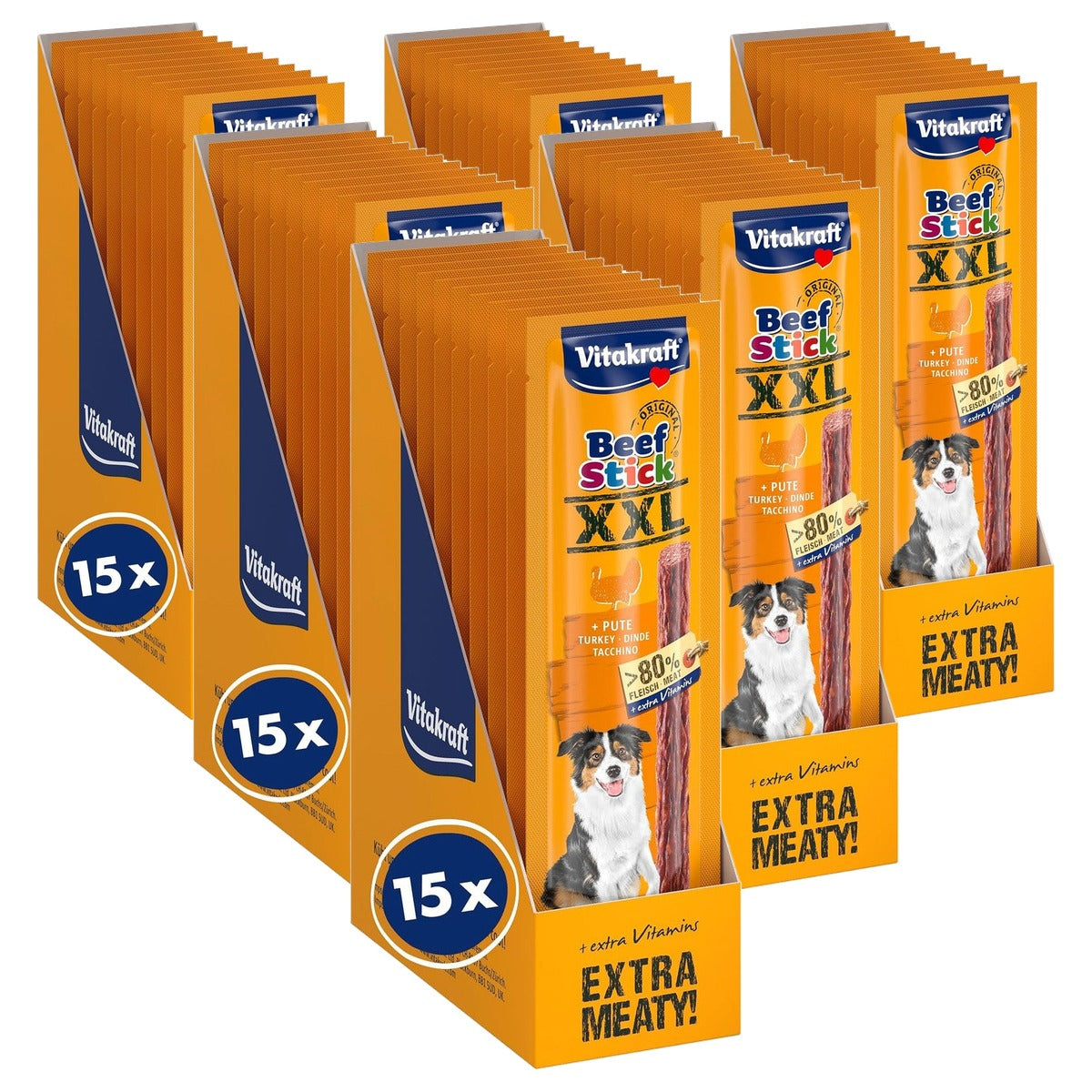Vitakraft Beef Stick XXL hondensnack kalkoen 15 x 30 g - 6-pack