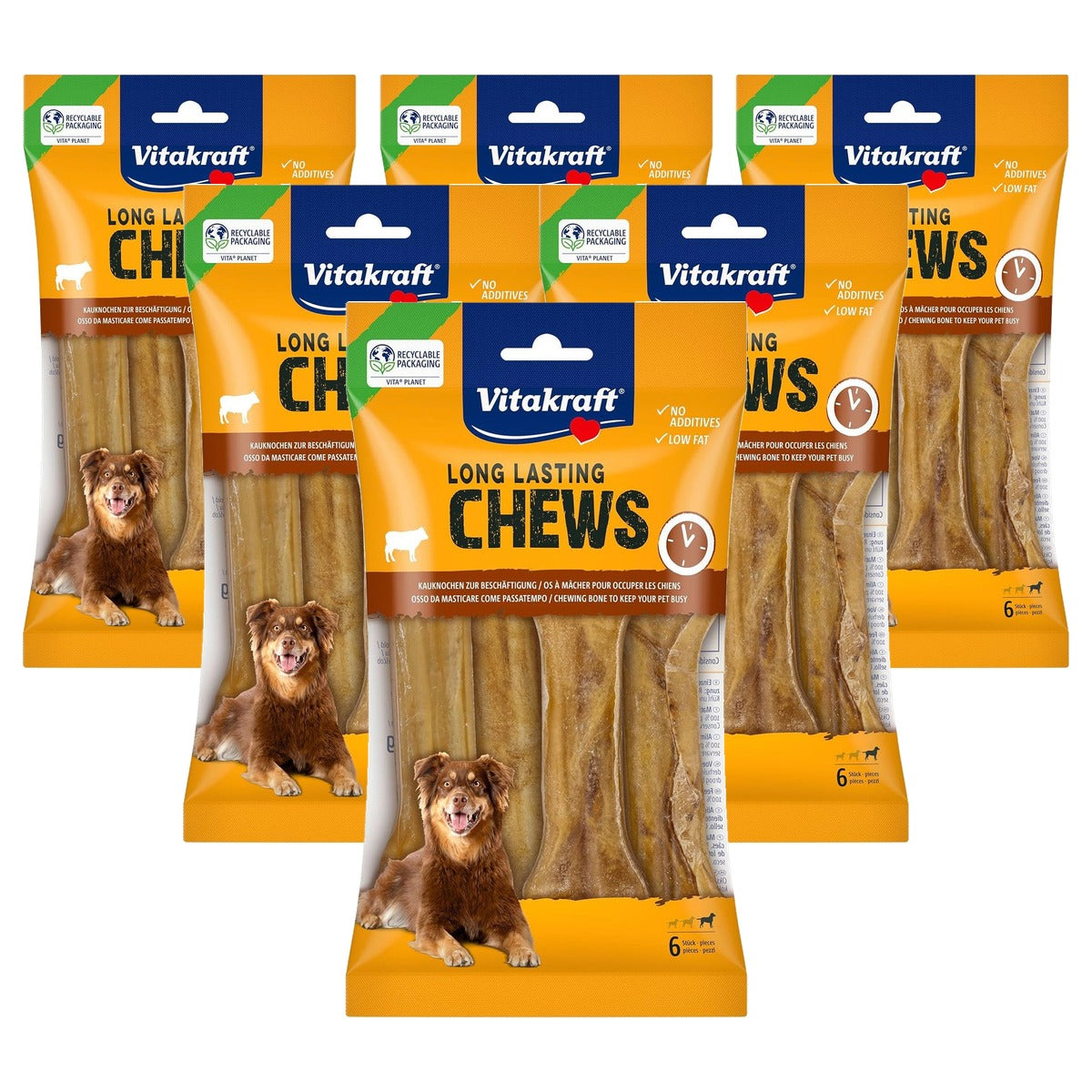 Vitakraft Chews hondensnack runderhuid grote hond 1 x 6 st - 6-pack
