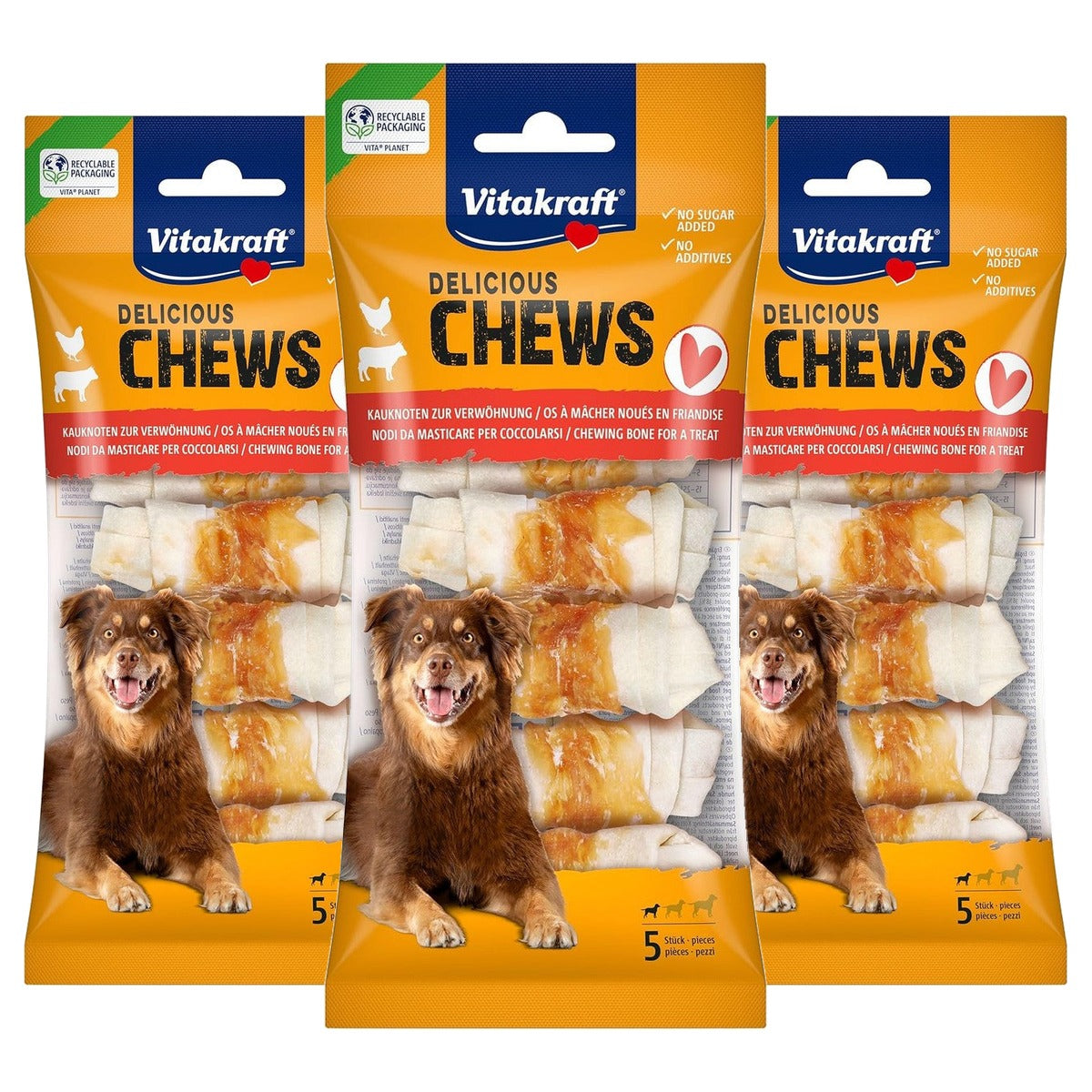 Vitakraft Chews hondensnack kauwknopen kleine hond 5 stuks - 3-pack