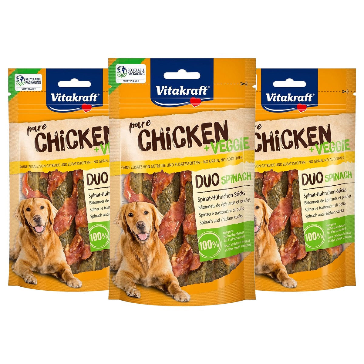 Vitakraft Chicken Veggie hondensnack kip-spinazie 1 x 80 g - 3-pack