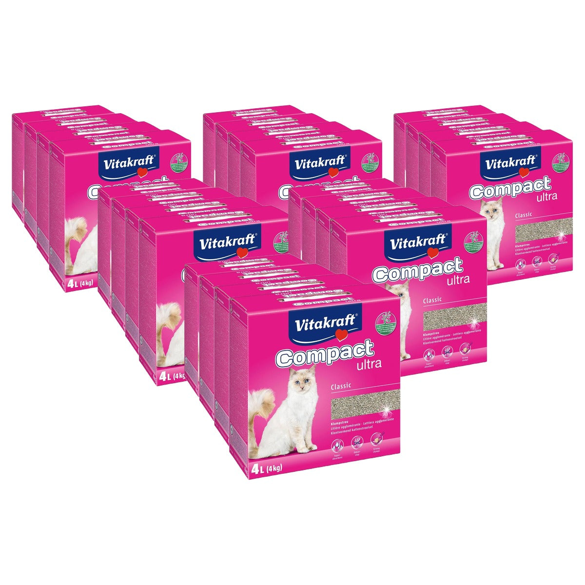 Vitakraft Compact Ultra Kattenbakvulling, Klonterend Strooisel 4 x 4 kg - 6-pack