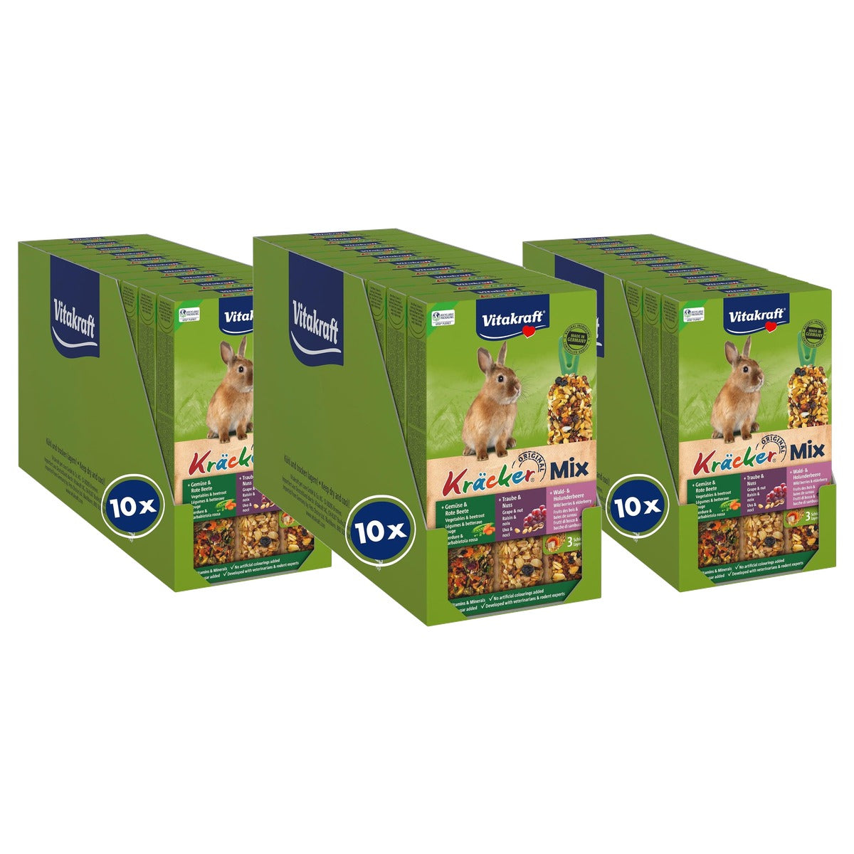 Vitakraft Cracker-mix knaagdiersnack dwergkonijn 10 x 168 g - 3-pack