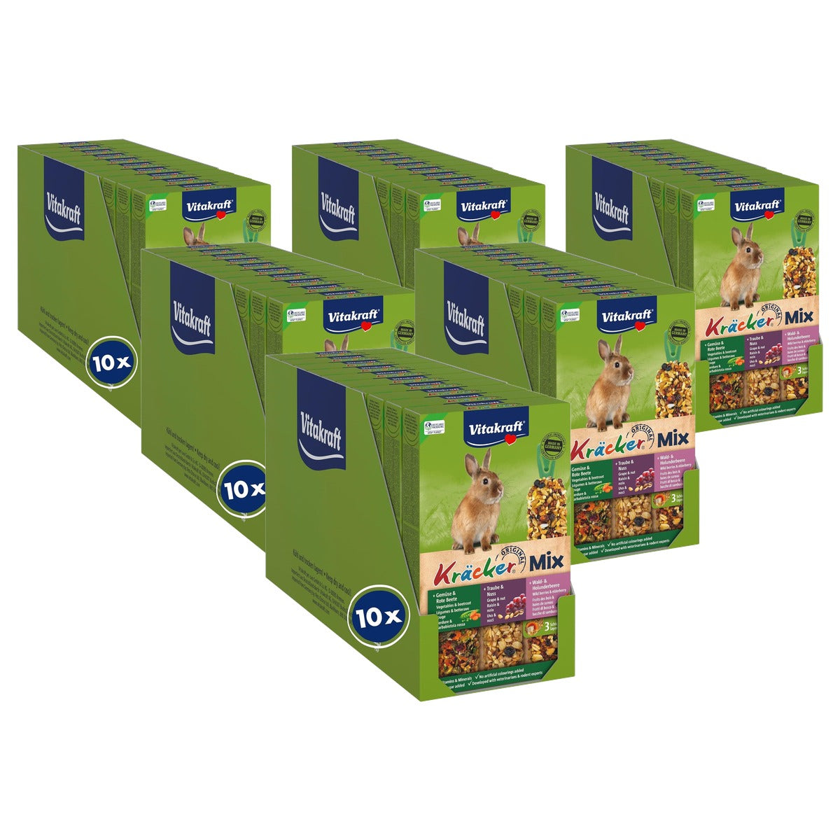 Vitakraft Cracker-mix knaagdiersnack dwergkonijn 10 x 168 g - 6-pack