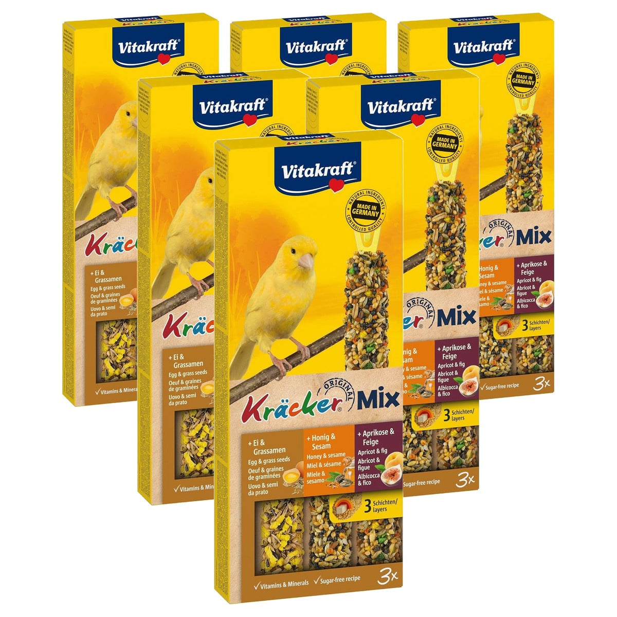 Vitakraft Cracker Trio Mix vogelsnack kanaries 80 g - 6-pack