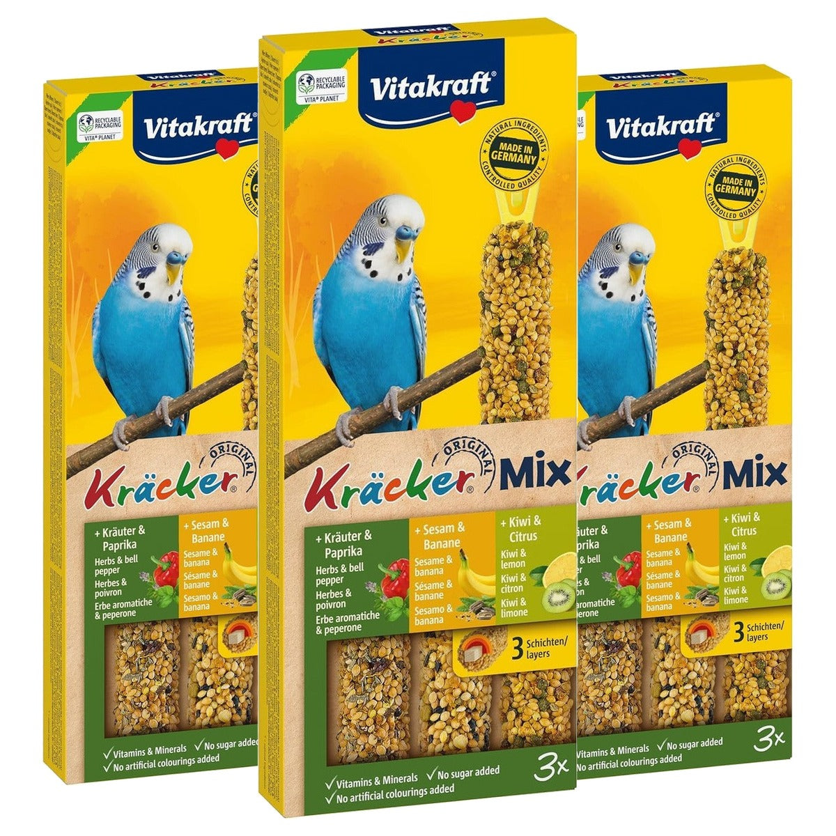 Vitakraft Cracker Trio-Mix vogelsnack parkieten - 3-pack