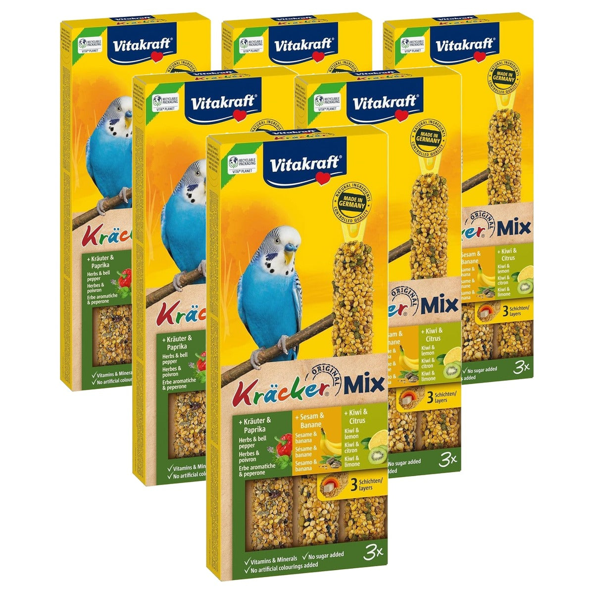 Vitakraft Cracker Trio-Mix vogelsnack parkieten - 6-pack