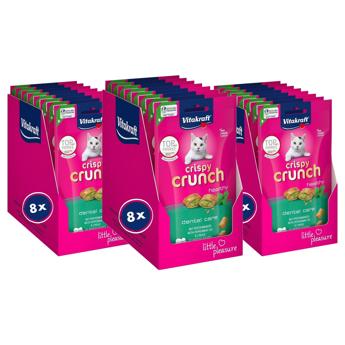 Vitakraft Crispy Crunch Classic kattensnack pepermuntolie 8 x 60 g - 3-pack