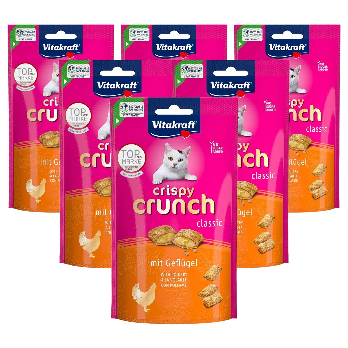 Vitakraft Crispy Crunch kattensnack tegen haarballen - 6-pack
