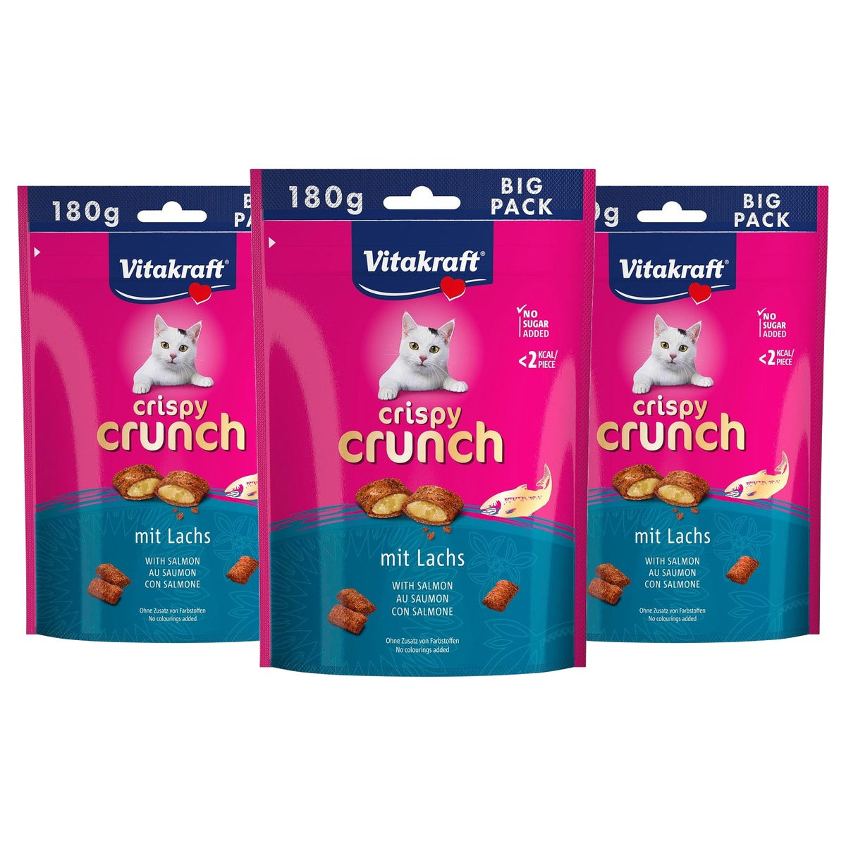 Vitakraft Crispy Crunch kattensnack zalm 1 x 180 g - 3-pack