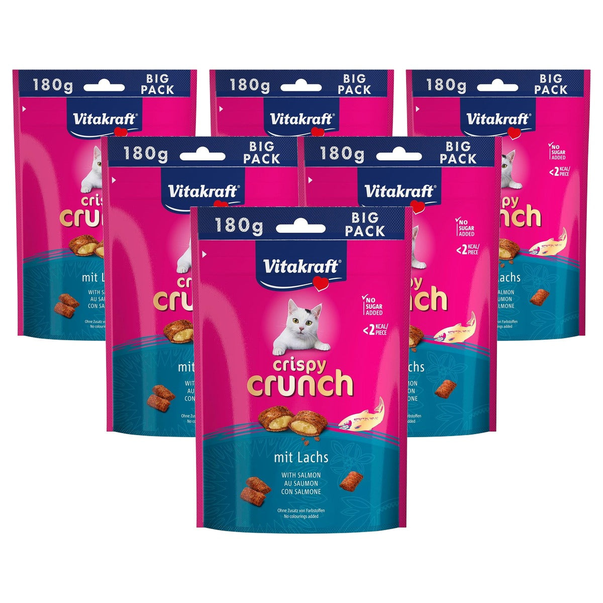 Vitakraft Crispy Crunch kattensnack zalm 1 x 180 g - 6-pack