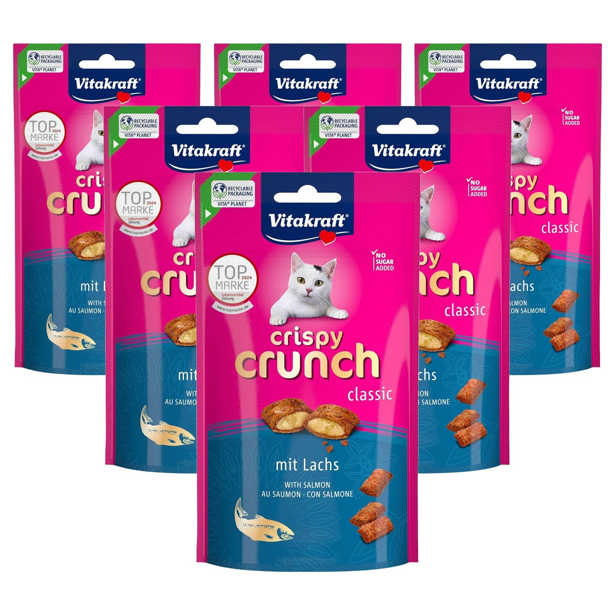 Vitakraft Crispy Crunch kattensnack zalm - 6-pack