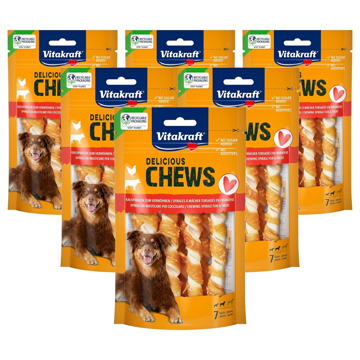 Vitakraft Delicious Chews hondensnack kauwspiraal kip 1 x 70 g - 6-pack