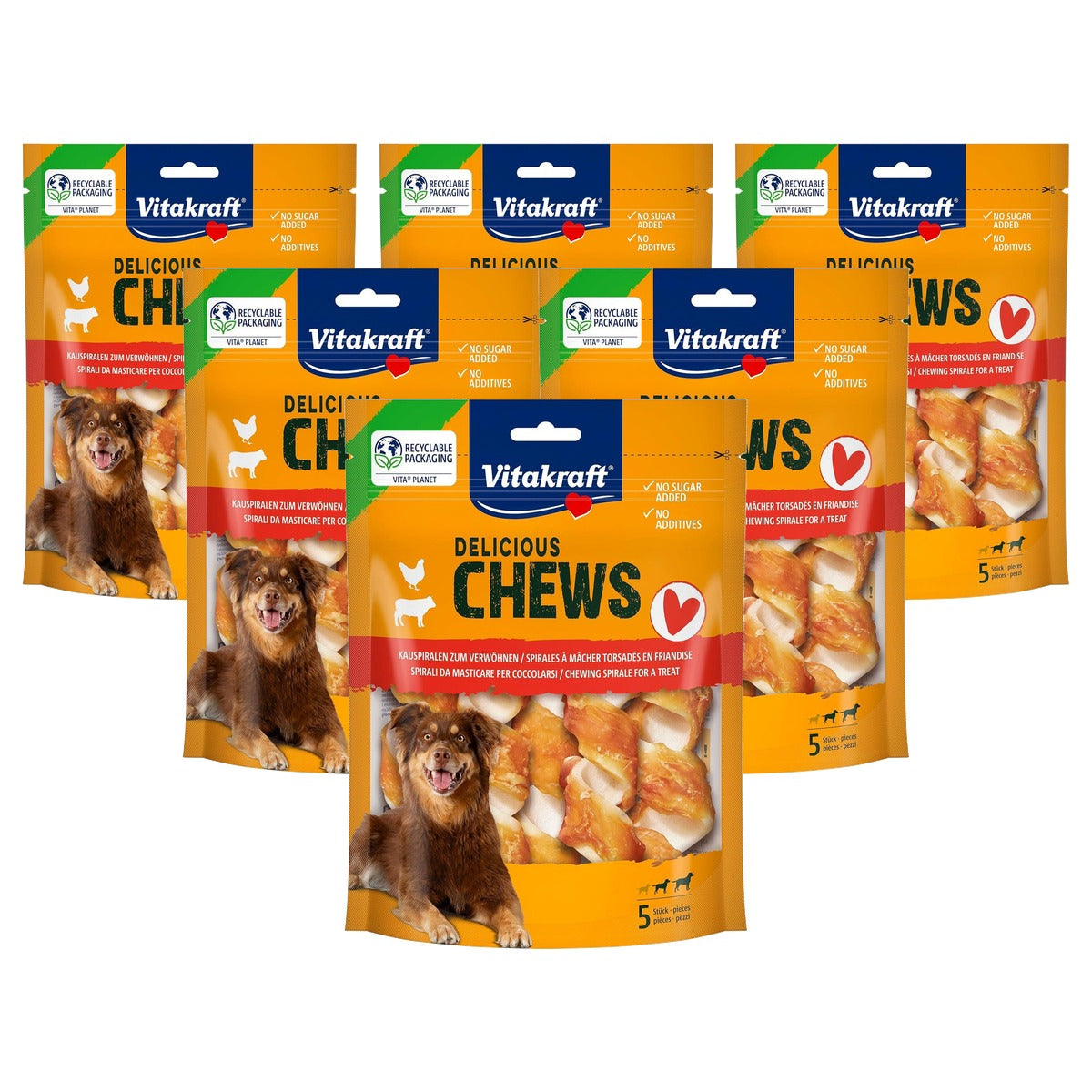Vitakraft Delicious Chews hondensnack runderhuid & kip 1 x 100 g - 6-pack