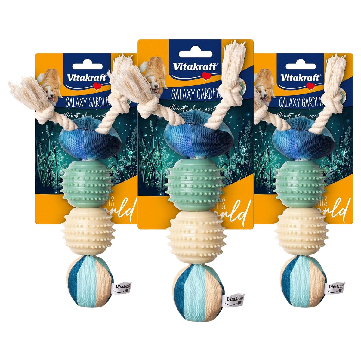 Vitakraft Galaxy Garden Rups hondenspeelgoed 20 cm - 3-pack