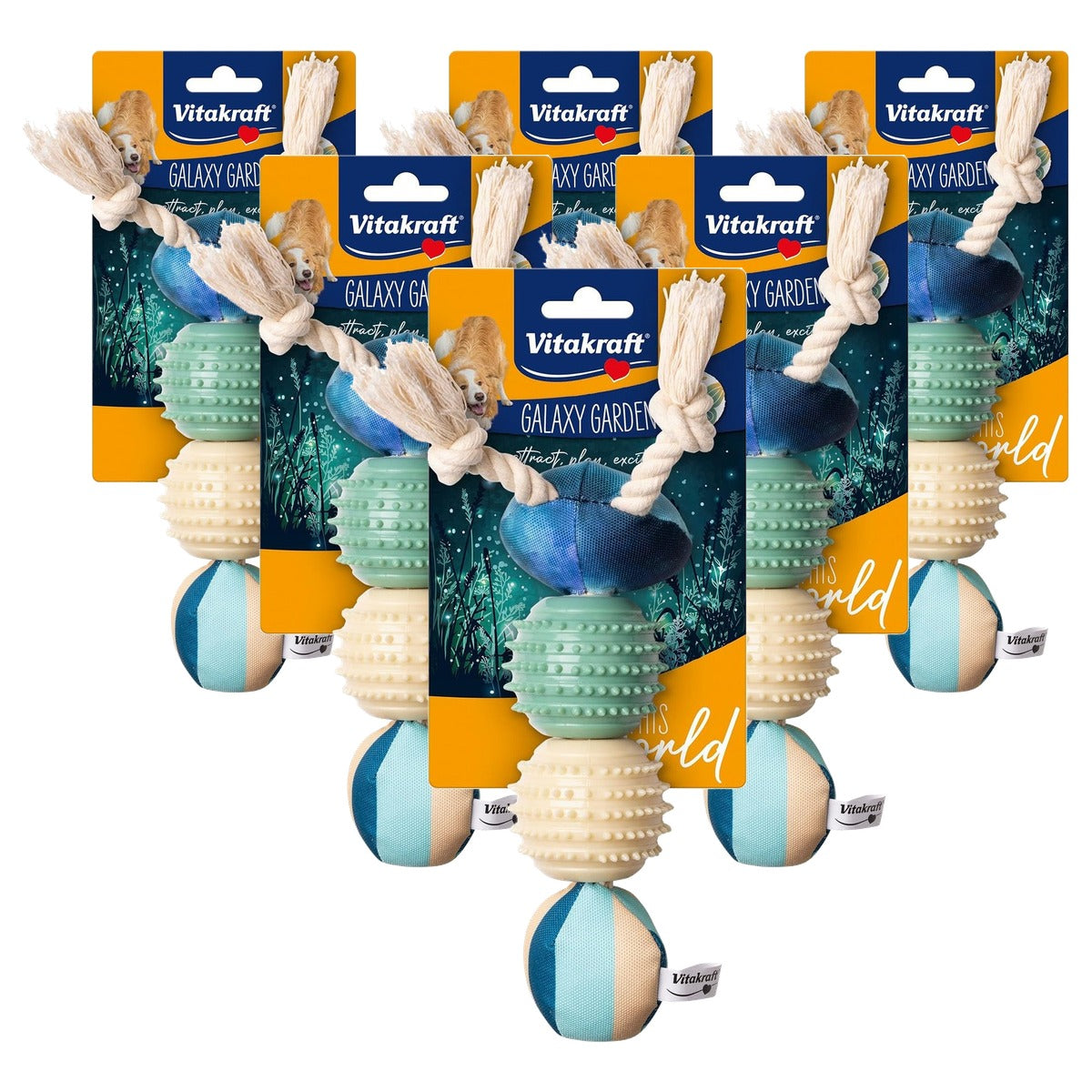 Vitakraft Galaxy Garden Rups hondenspeelgoed 20 cm - 6-pack