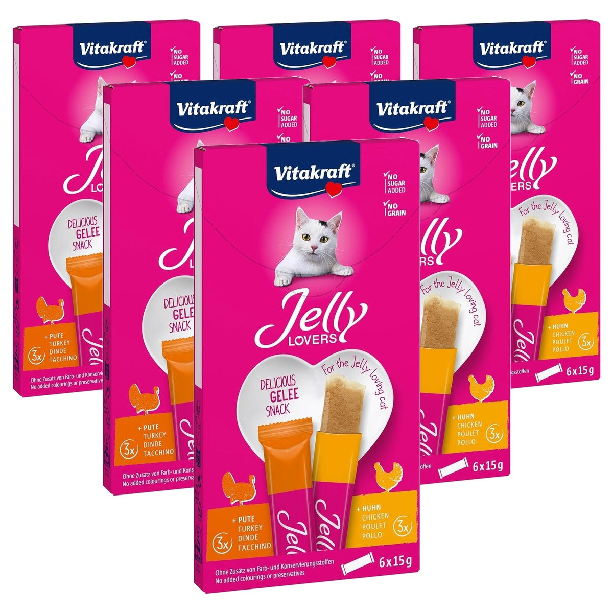 Vitakraft Jelly Lovers kattensnack kip kalkoen 6 x 15 g - 6-pack
