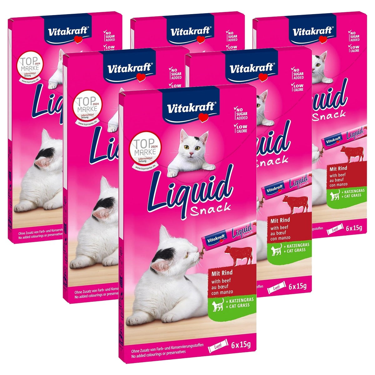 Vitakraft kattensnack rundvlees en kattengras 6 x 15 g - 6-pack