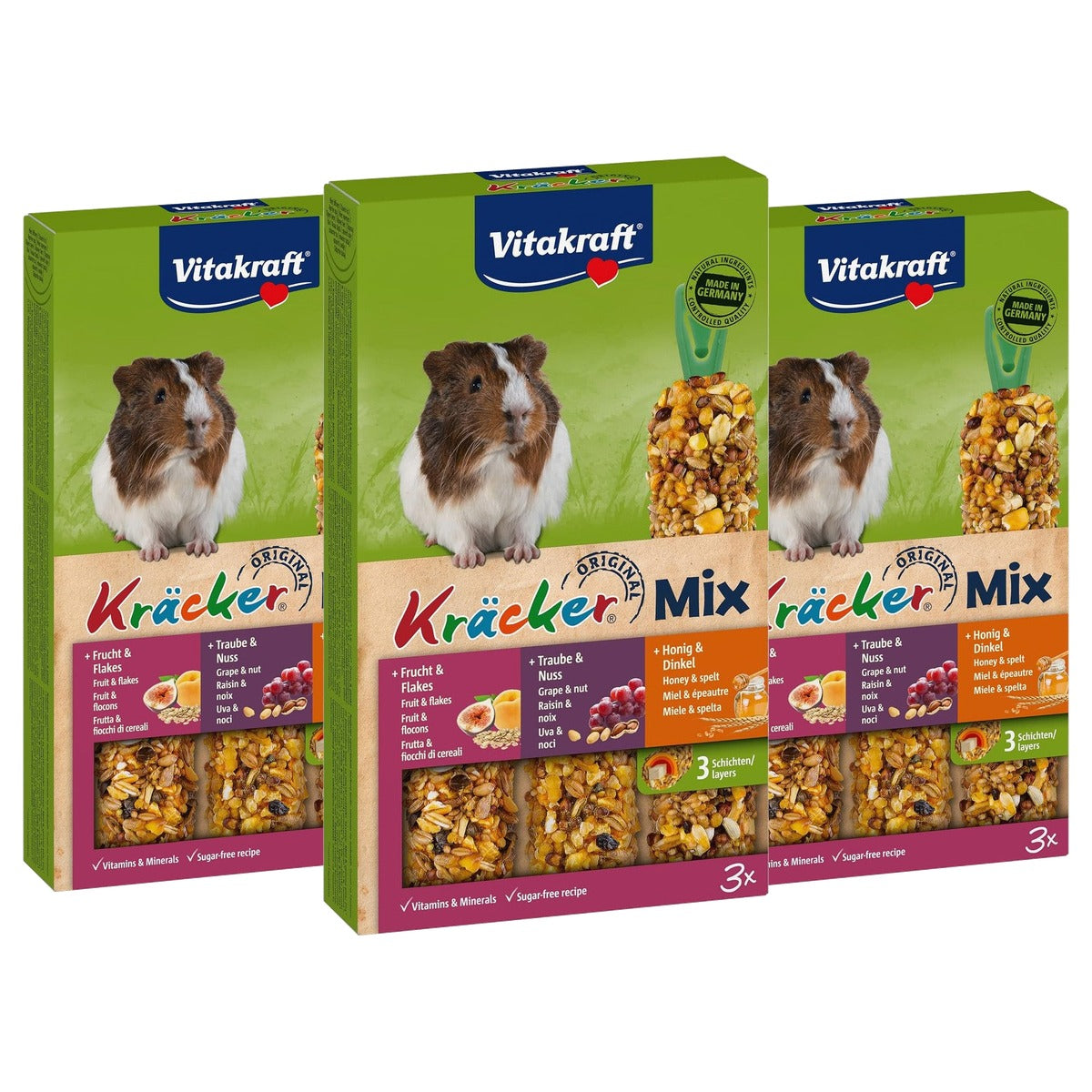 Vitakraft Kräcker Trio Honey Nut Fruit Vogelsnack 2 x 3-pack - 3-pack