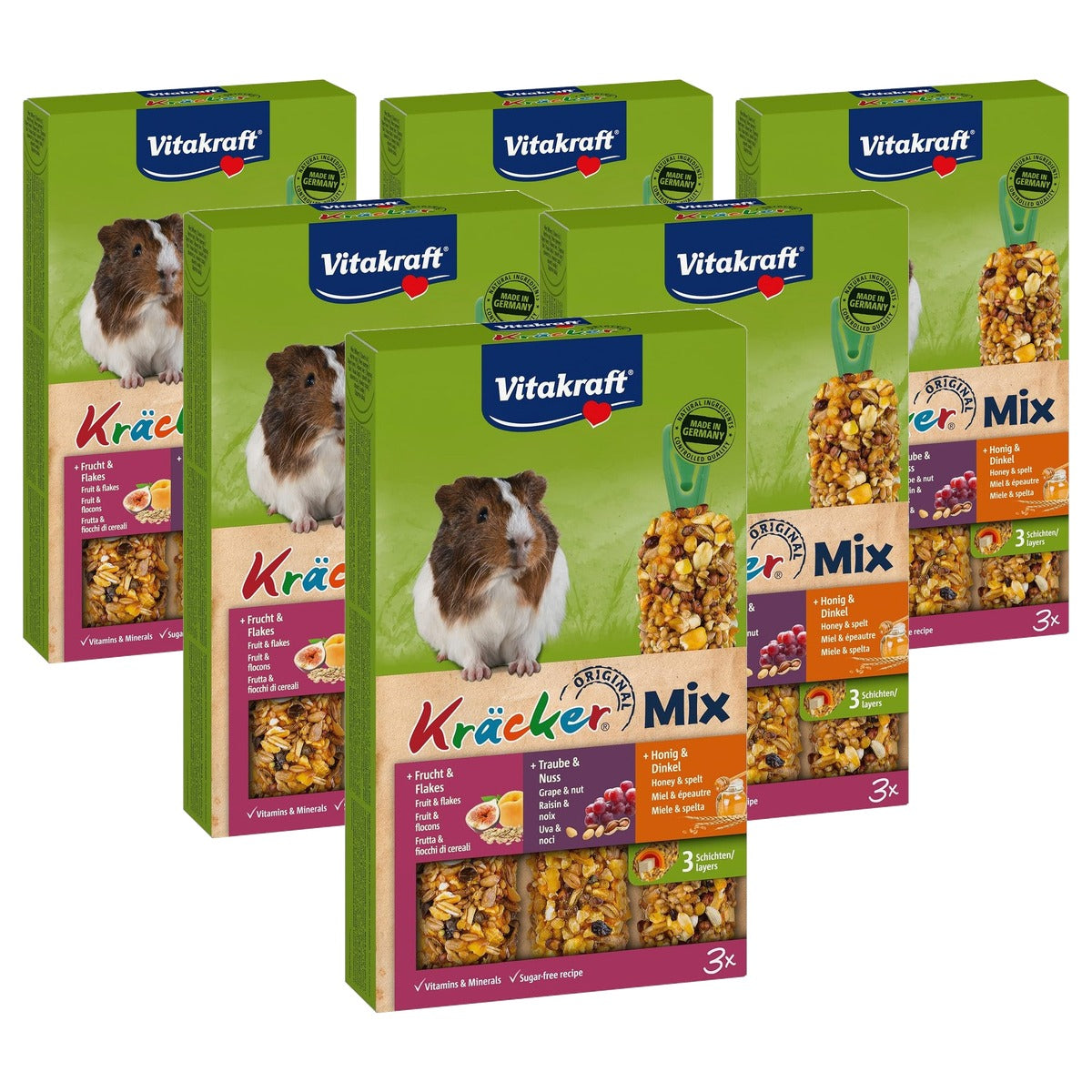 Vitakraft Kräcker Trio Honey Nut Fruit Vogelsnack 2 x 3-pack - 6-pack