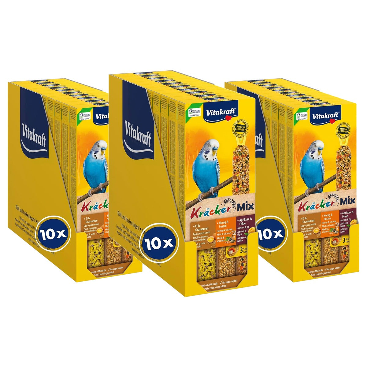 Vitakraft Cracker Mix vogelsnack knabbelstokjes gemengd 10 x 80 g - 3-pack