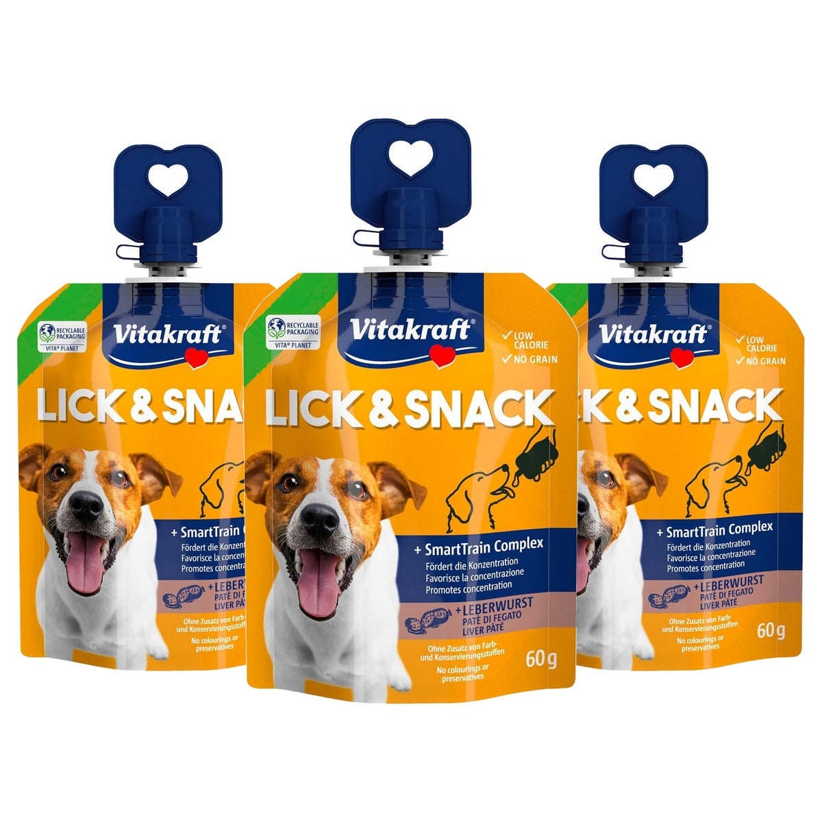 Vitakraft Lick & Snack Trainingscrème Leverworst 60 g - 3-pack