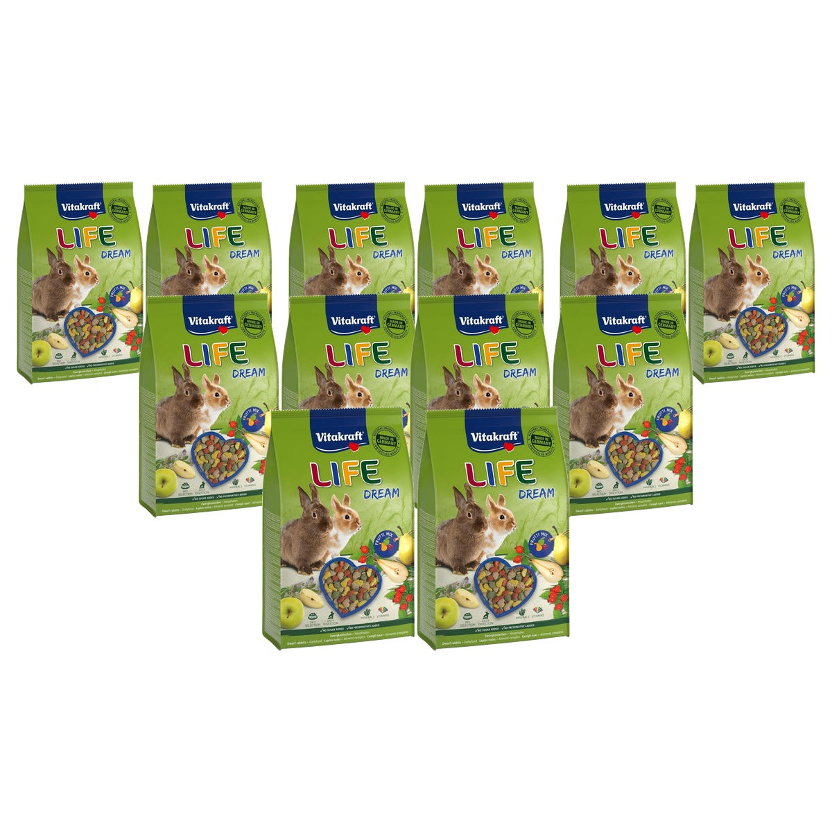 Vitakraft Life Dream Voer voor Dwergkonijnen met Peer, Appel en Rozenbottel 2 x 1,8 kg - 6-pack