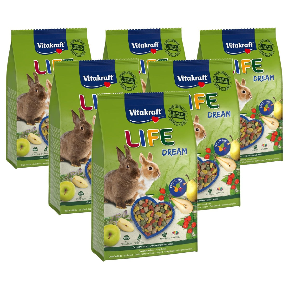 Vitakraft Life Dream knaagdiervoer peer, appel & rozenbottel 1 x 1,8 kg - 6-pack