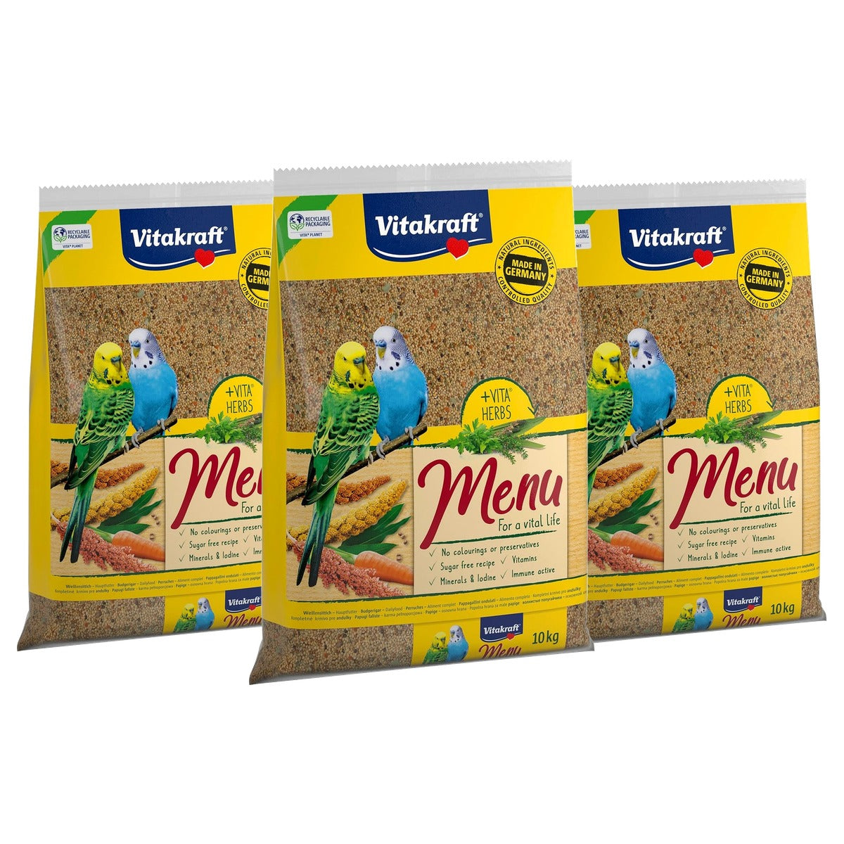 Vitakraft Menu vogelvoer parkiet hoofdvoer 1 x 10 kg - 3-pack