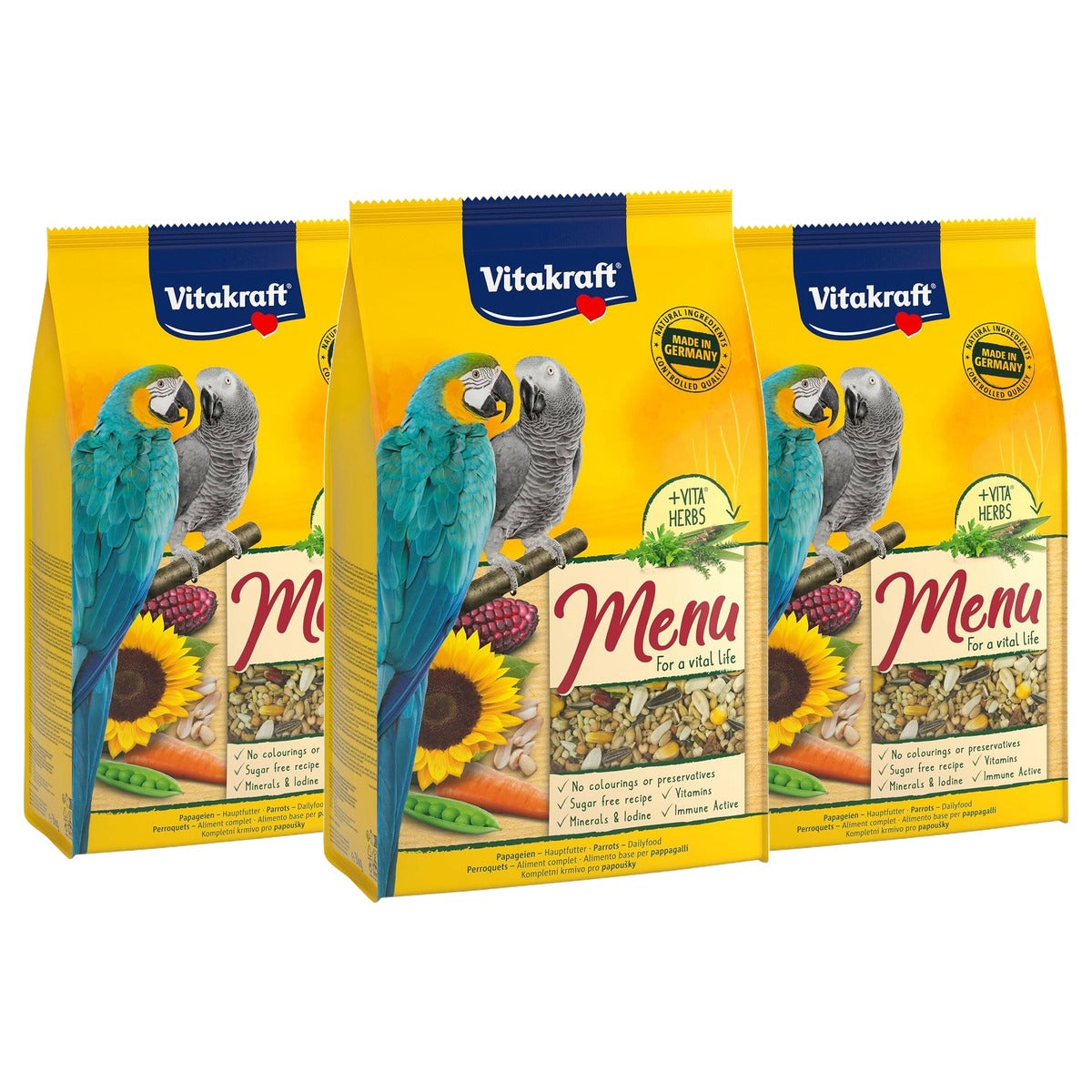 Vitakraft Menu papegaaienvoer noten & groenten 1 x 3 kg - 3-pack