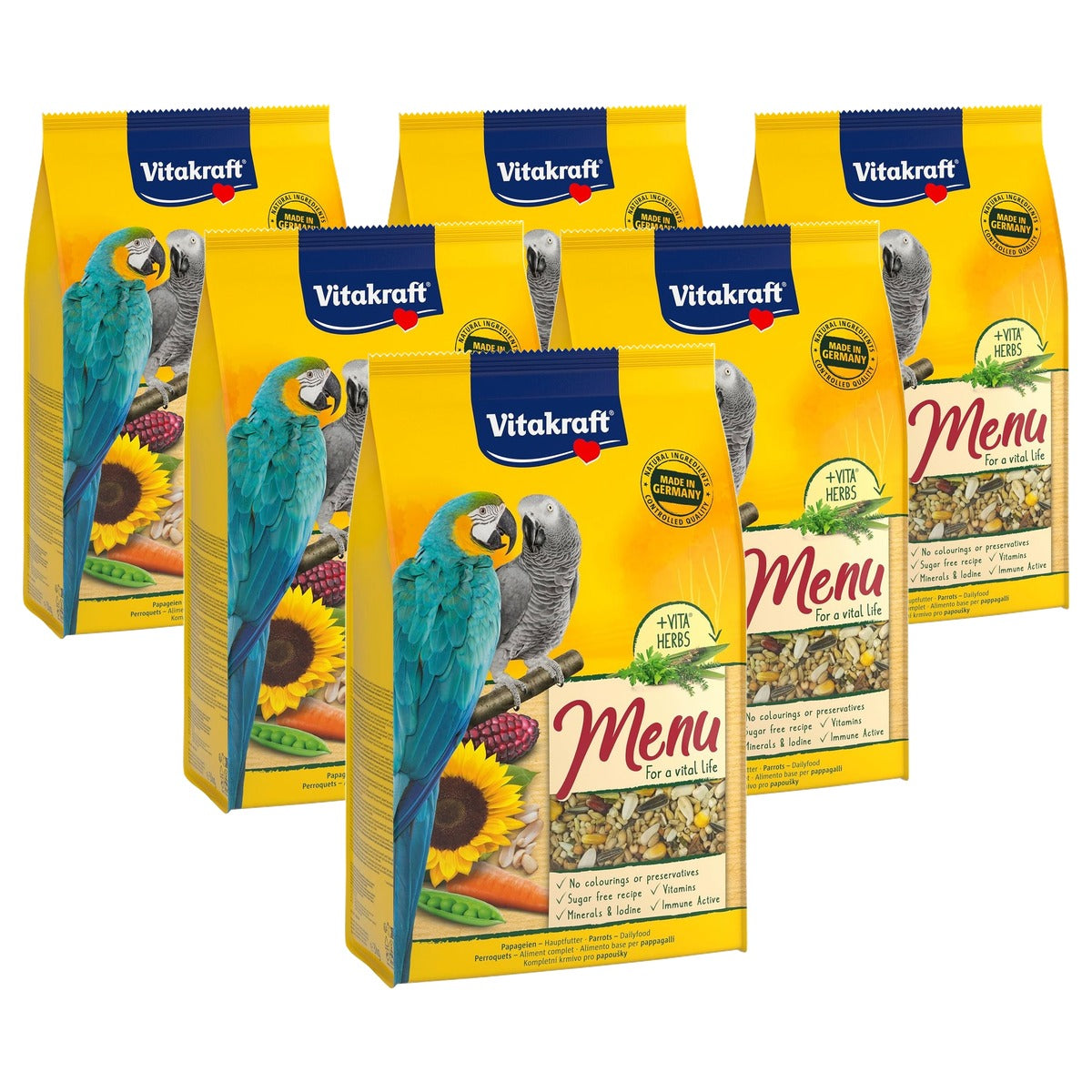 Vitakraft Menu papegaaienvoer noten & groenten 1 x 3 kg - 6-pack