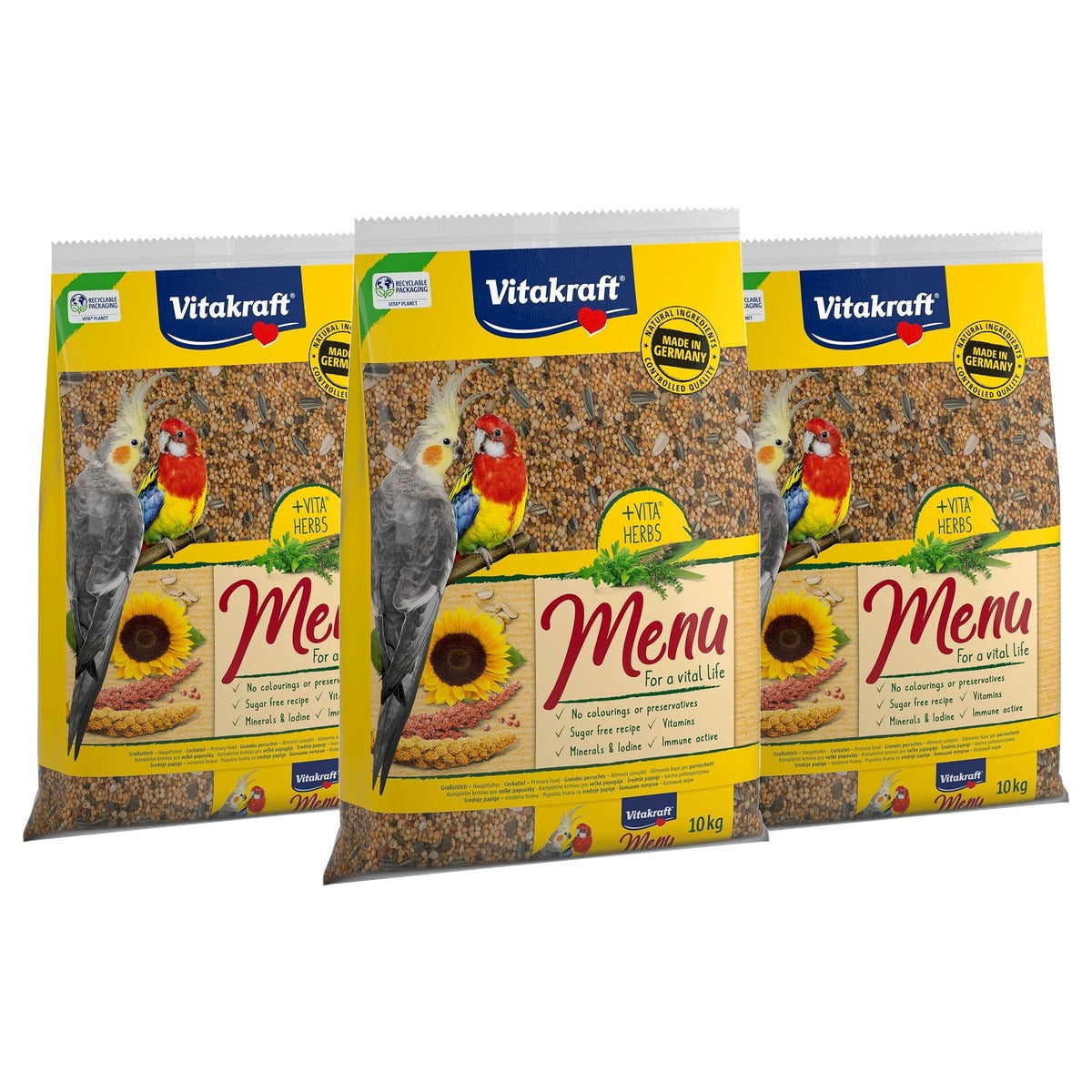 Vitakraft Menu parkietenvoer met kruiden 1 x 10 kg - 3-pack
