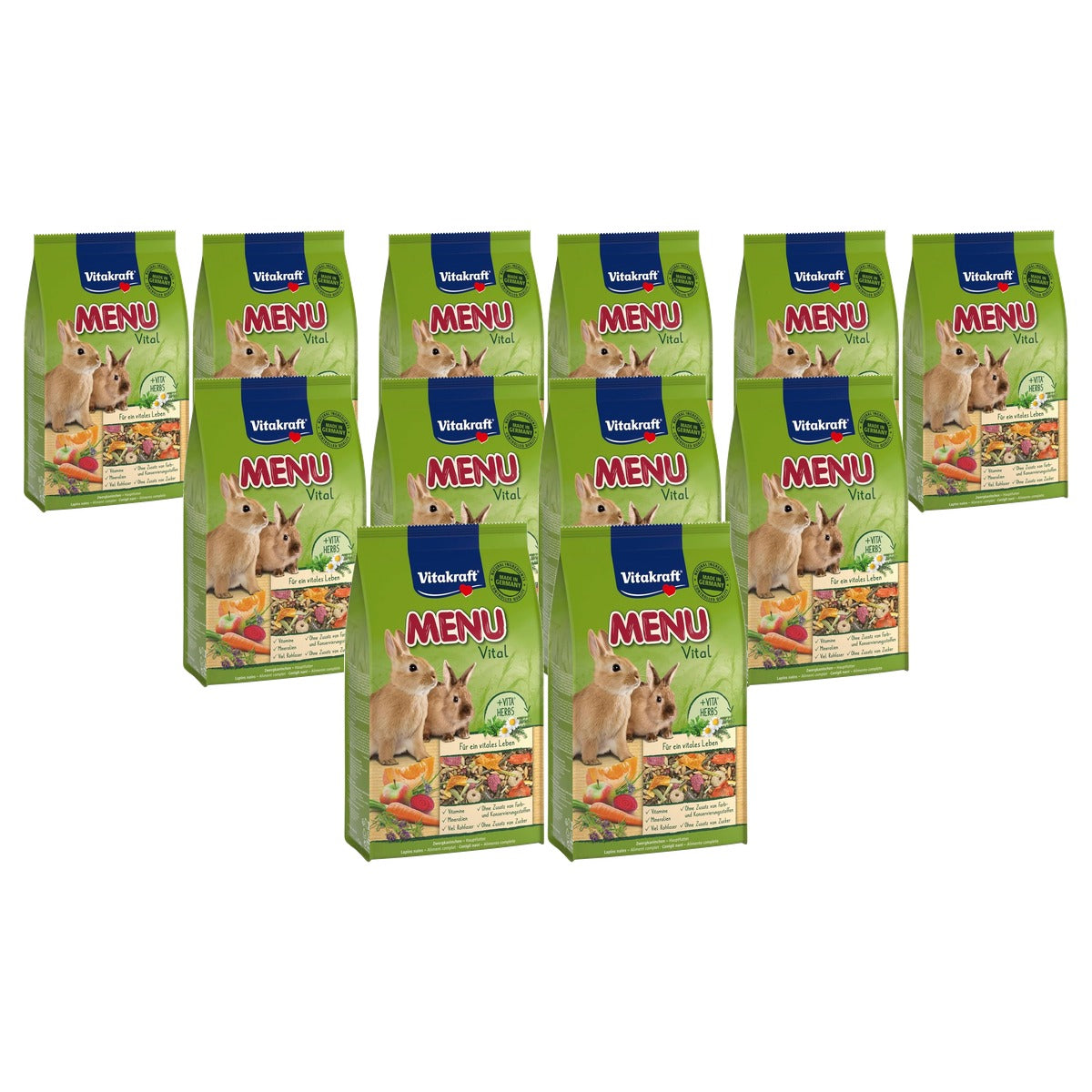 Vitakraft Menu Vital Voeding voor Dwergkonijnen met Kruiden en Groenten, Zonder Toegevoegde Suiker 2 x 1 kg - 6-pack