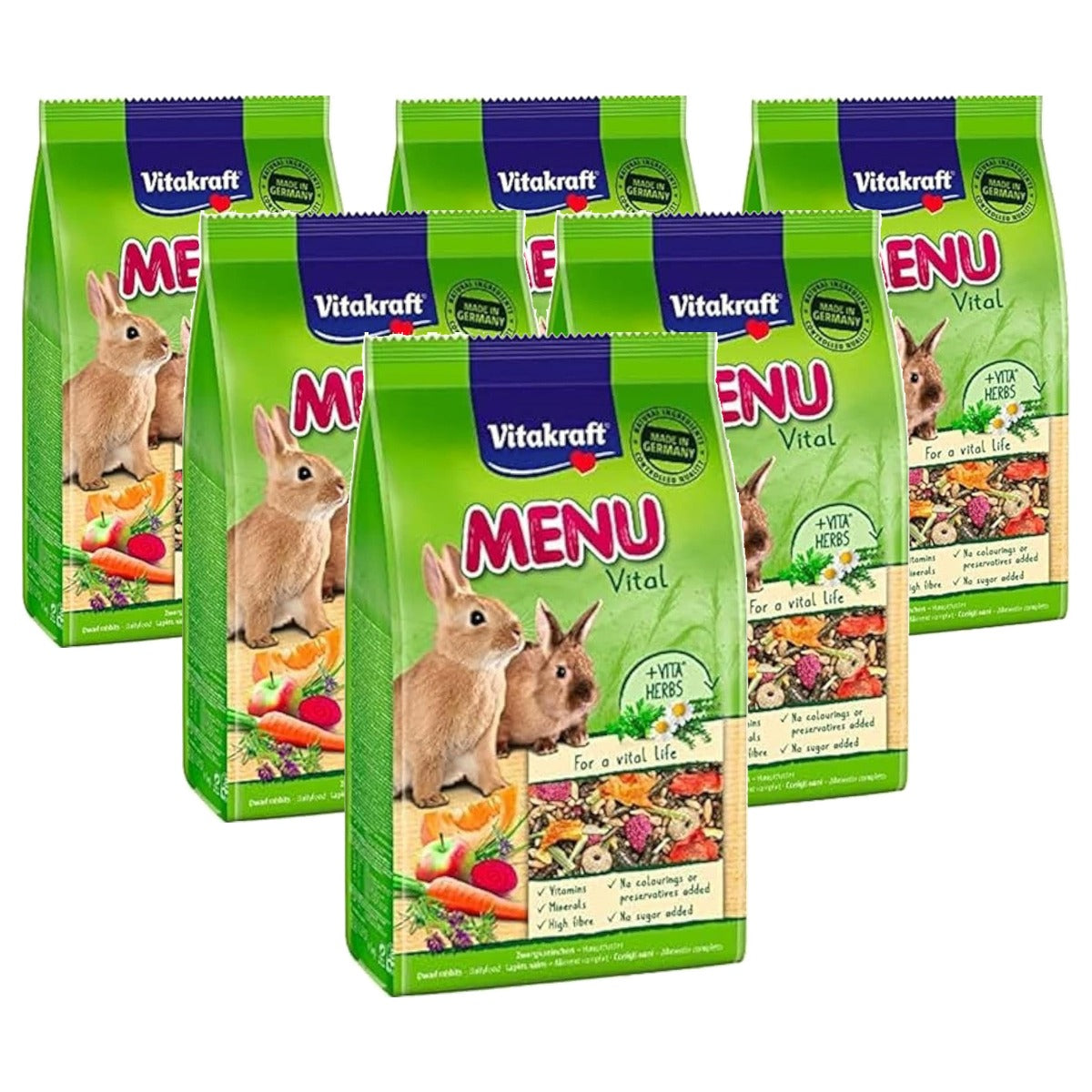 Vitakraft Menu Vital knaagdiervoer dwergkonijn 1 x 1 kg - 6-pack