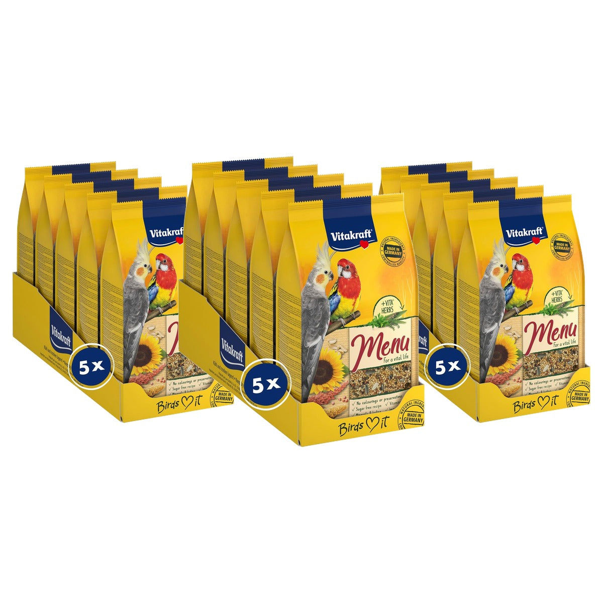 Vitakraft Menu Vogelvoer Grote Parkieten 5 x 1 kg - 3-pack