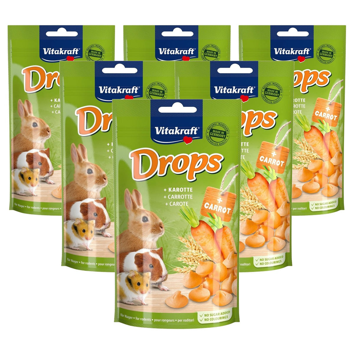 Vitakraft Nager Drops knaagdiersnack wortel 1 x 75 g - 6-pack