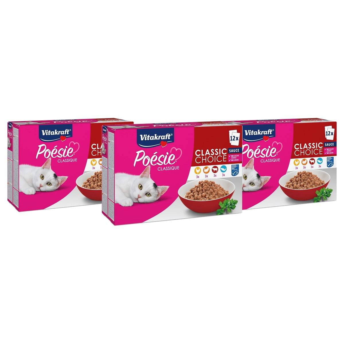 Vitakraft Poésie Classique natvoer kattenvoer gemengd 12 x 85 g - 3-pack