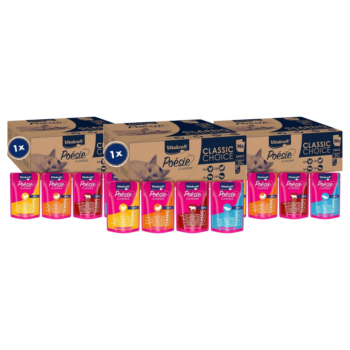 Vitakraft Poésie Classique natvoer kattenvoer gemengd 96 x 85 g - 3-pack