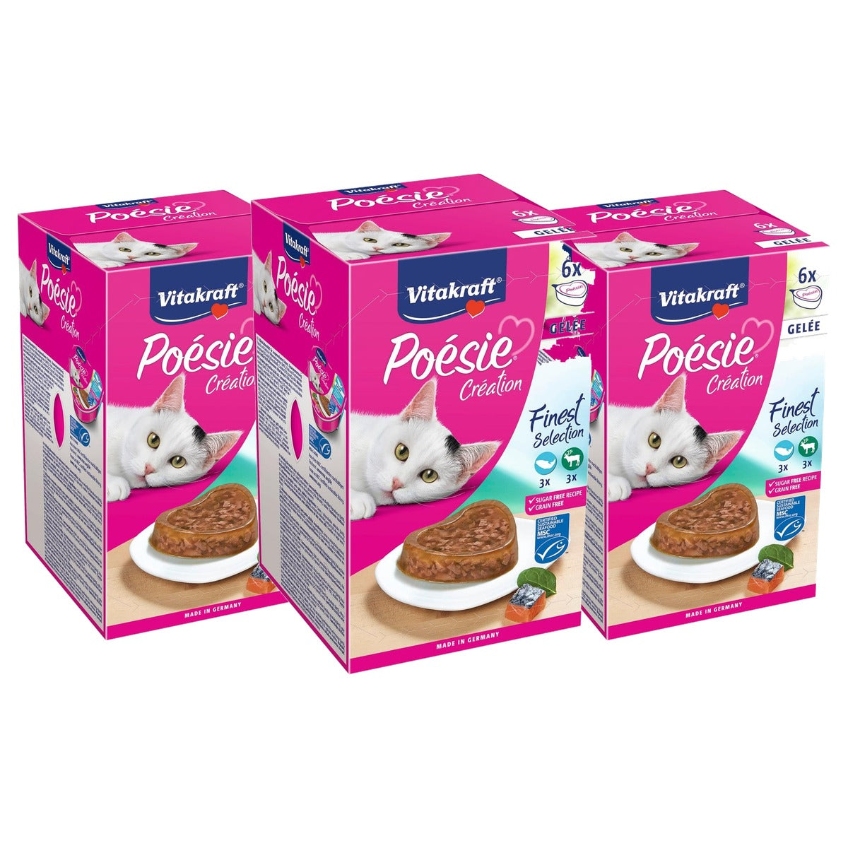 Vitakraft Poésie Création natvoer kattenvoer zalm, spinazie & wild 6 stuks - 3-pack