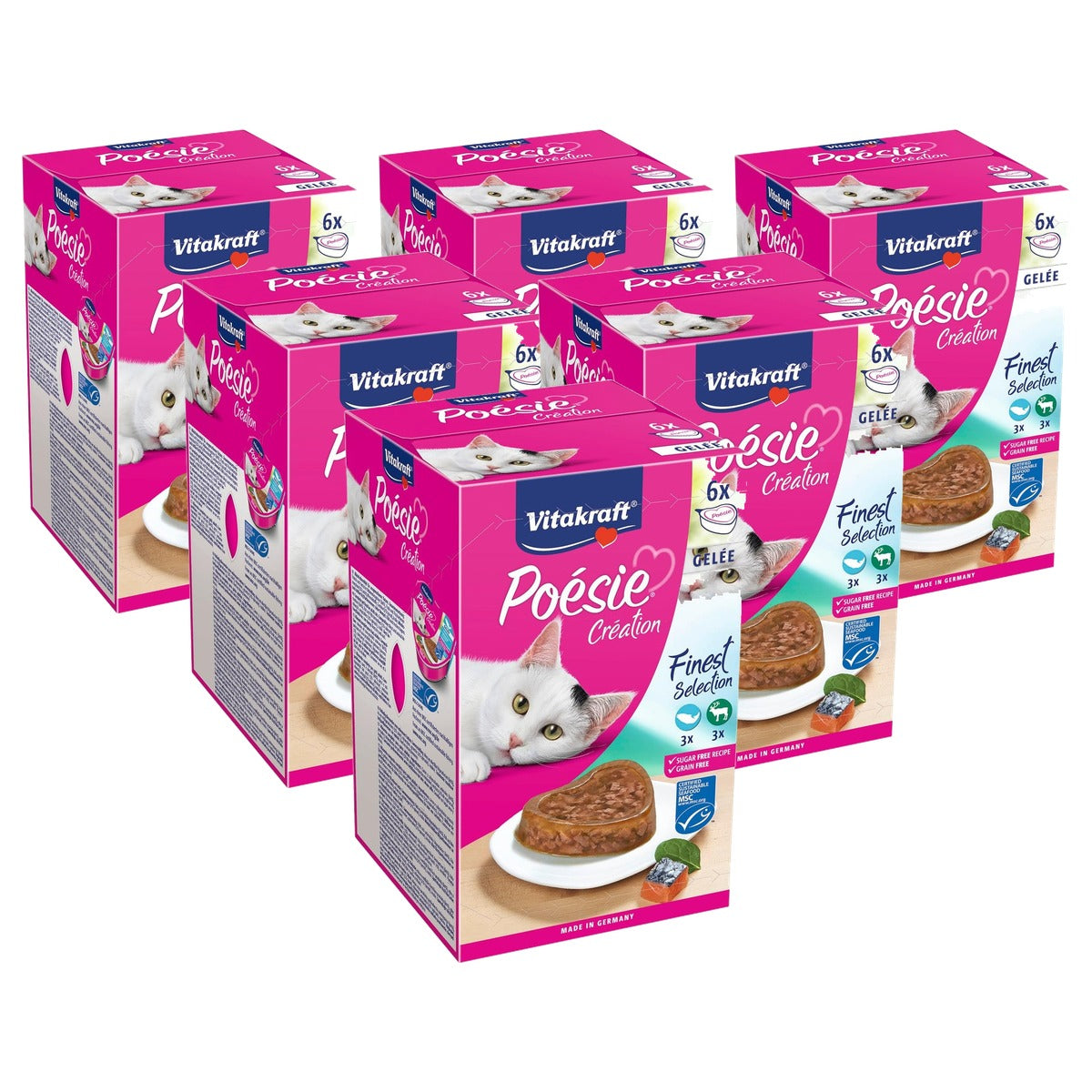 Vitakraft Poésie Création natvoer kattenvoer zalm, spinazie & wild 6 stuks - 6-pack