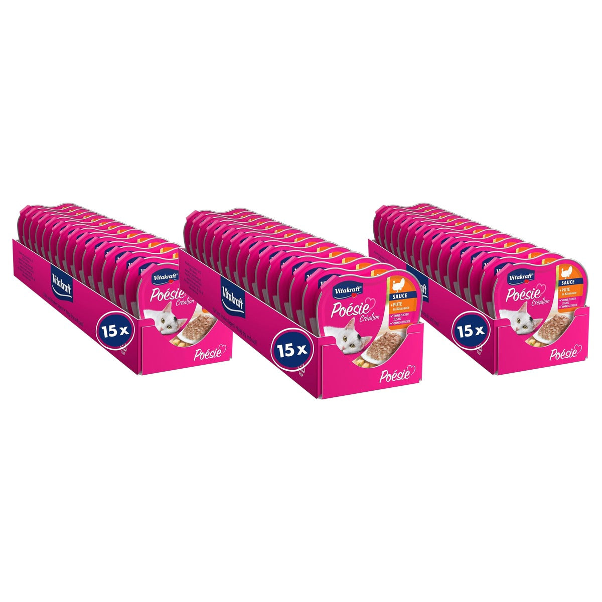 Vitakraft Poésie Création natvoer kattenvoer kalkoen 15 x 85 g - 3-pack