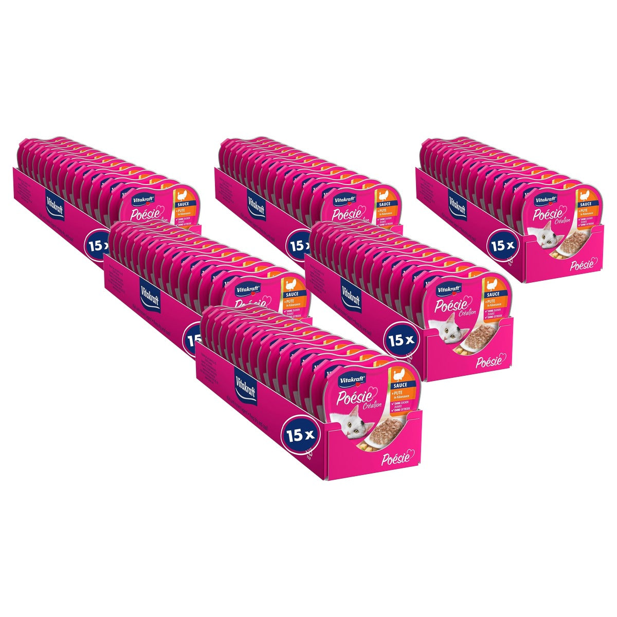 Vitakraft Poésie Création natvoer kattenvoer kalkoen 15 x 85 g - 6-pack