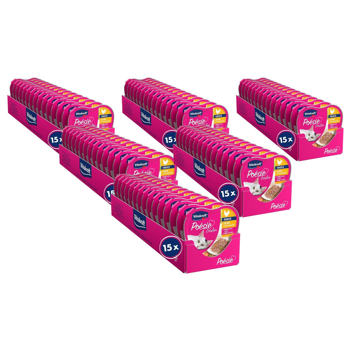 Vitakraft Poésie Création natvoer kattenvoer kip & tuingroenten 15 x 85 g - 6-pack
