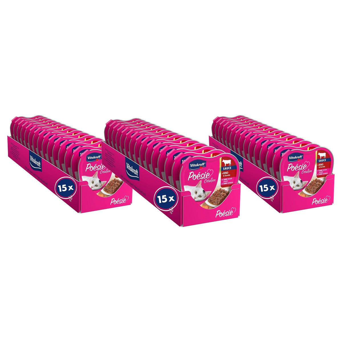 Vitakraft Poésie Création natvoer kattenvoer rundvlees 15 x 85 g - 3-pack