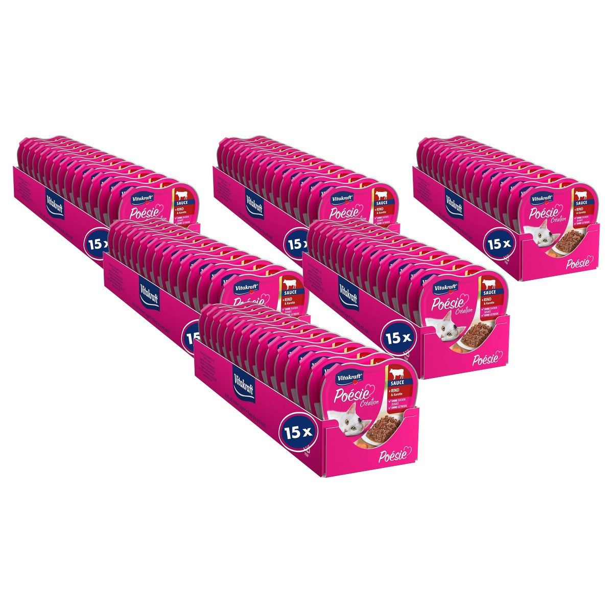 Vitakraft Poésie Création natvoer kattenvoer rundvlees 15 x 85 g - 6-pack