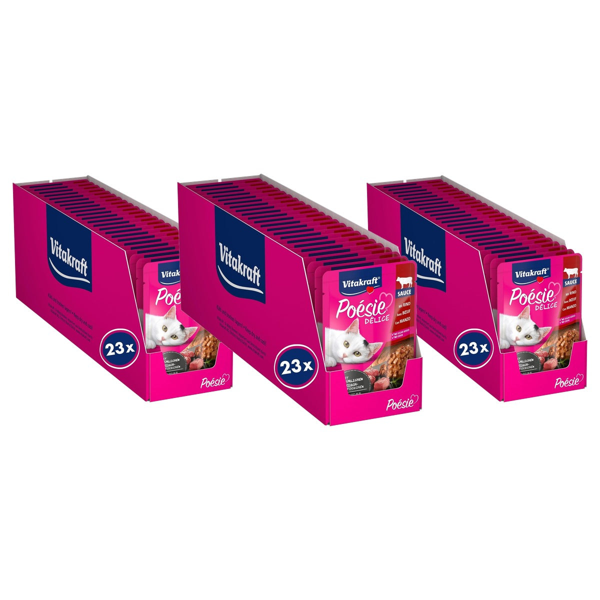 Vitakraft Poésie Deli Sauce natvoer kattenvoer rundvlees 23 x 85 g - 3-pack