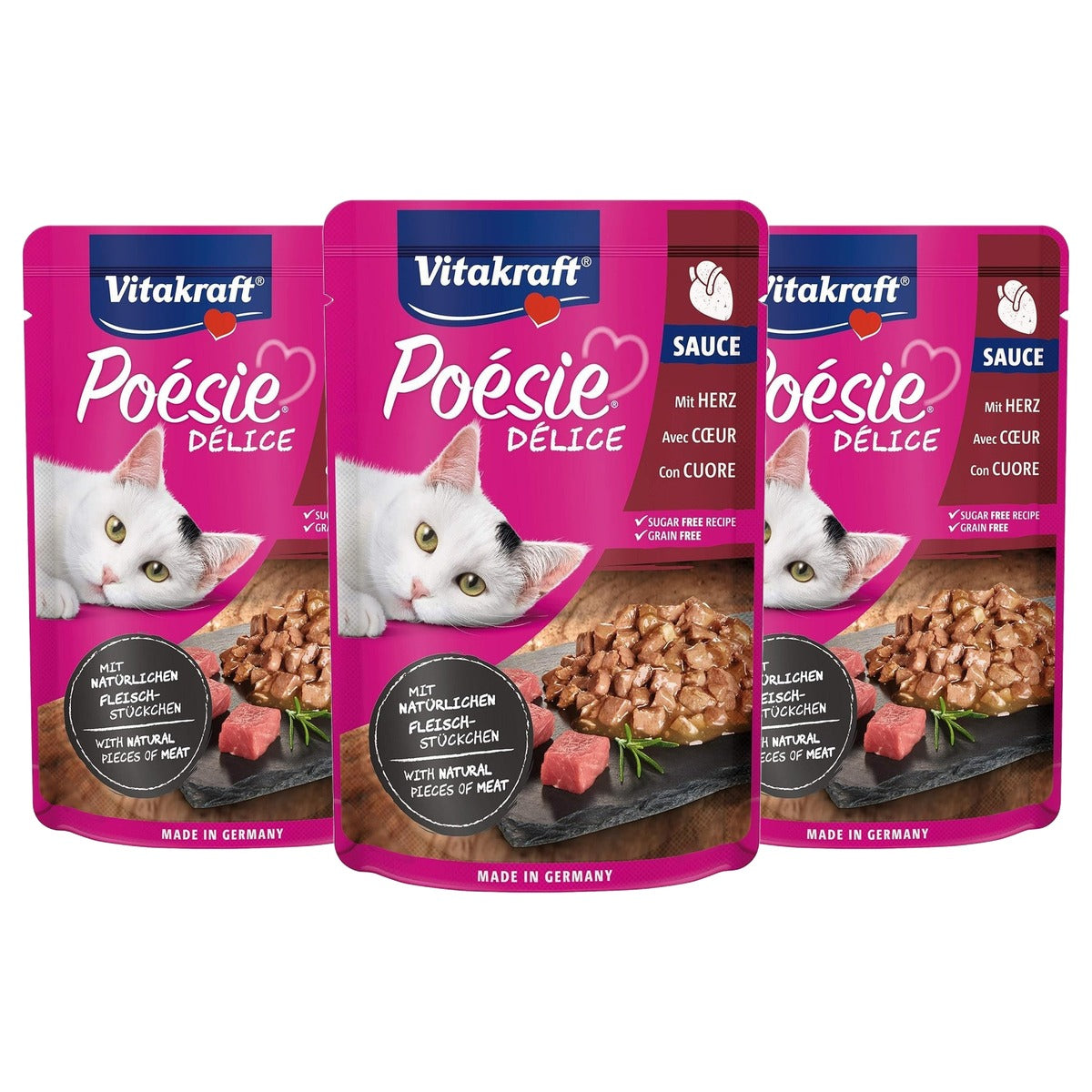Vitakraft Poésie Délice natvoer kattenvoer hart 1 x 85 g - 3-pack
