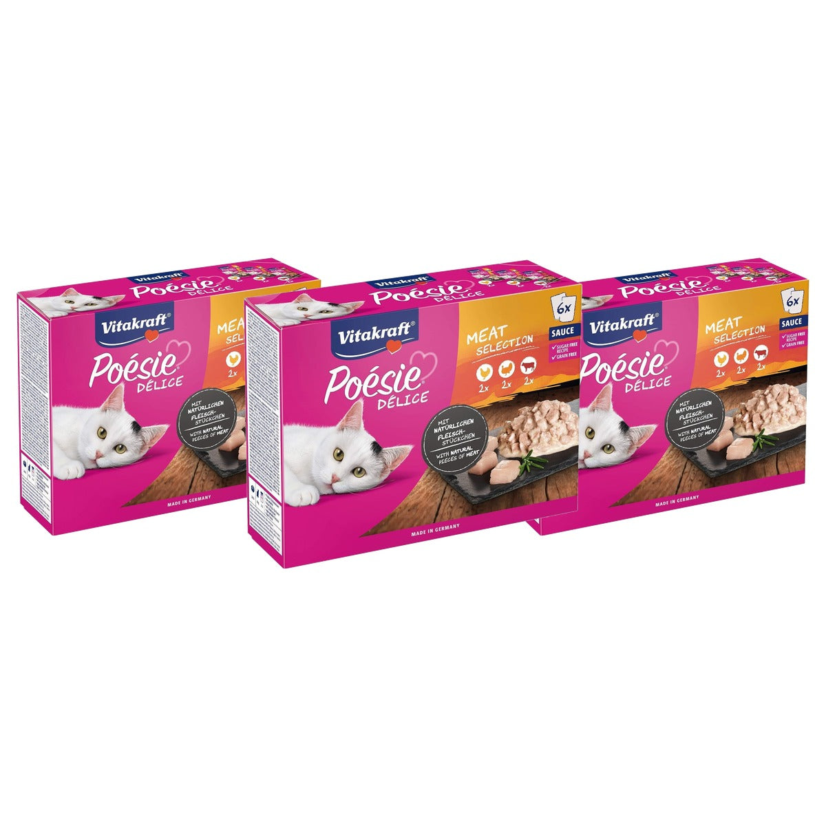 Vitakraft Poésie Délice natvoer kattenvoer saus mix 6 x 85 g - 3-pack