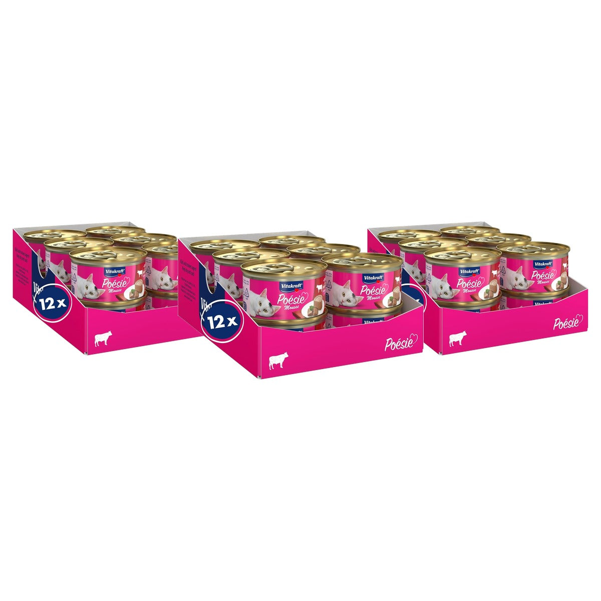 Vitakraft Poésie Mousse Natvoer voor Katten met Rundvlees 12 x 85 g - 3-pack