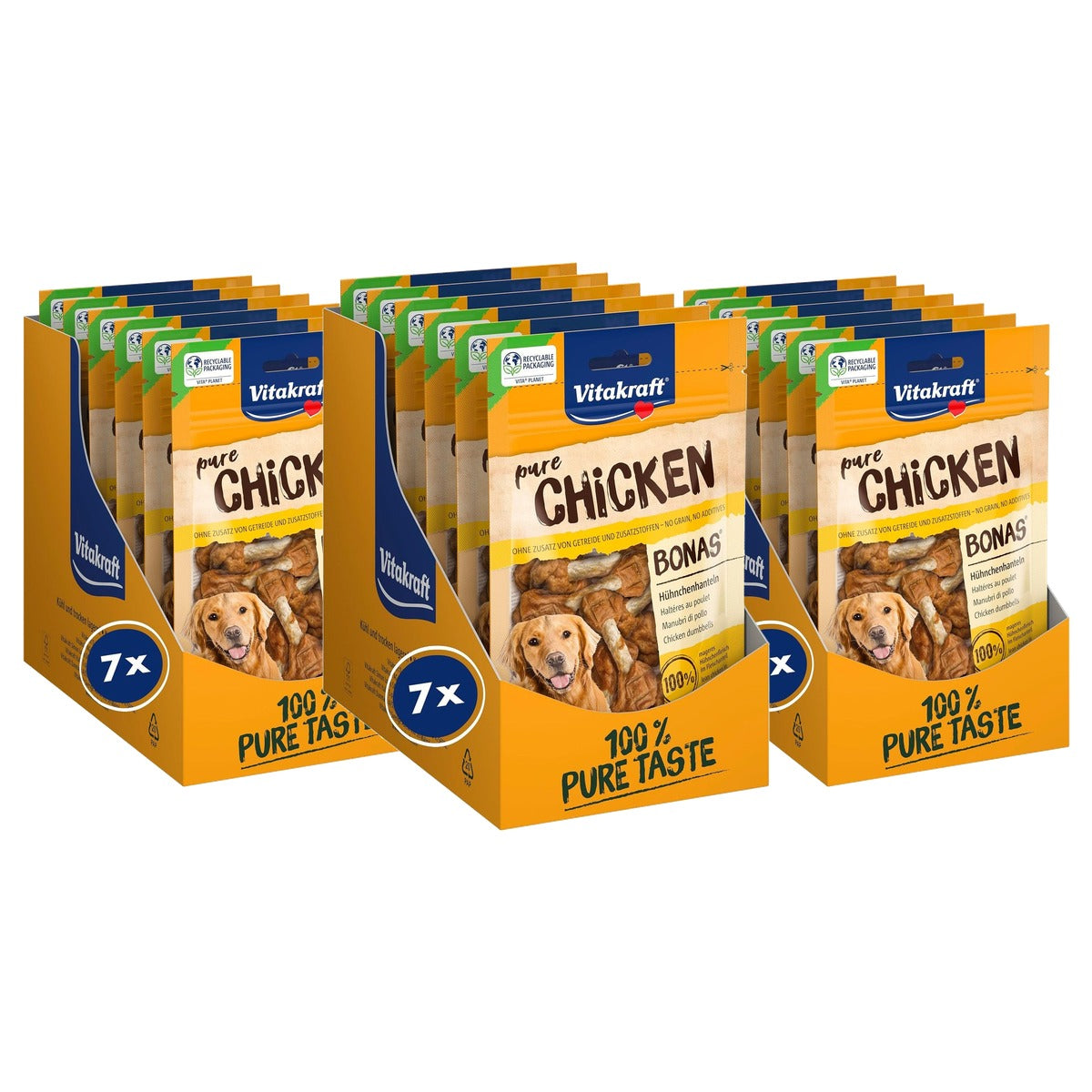 Vitakraft Pure Chicken Bonas hondensnack kip 7 x 80 g - 3-pack
