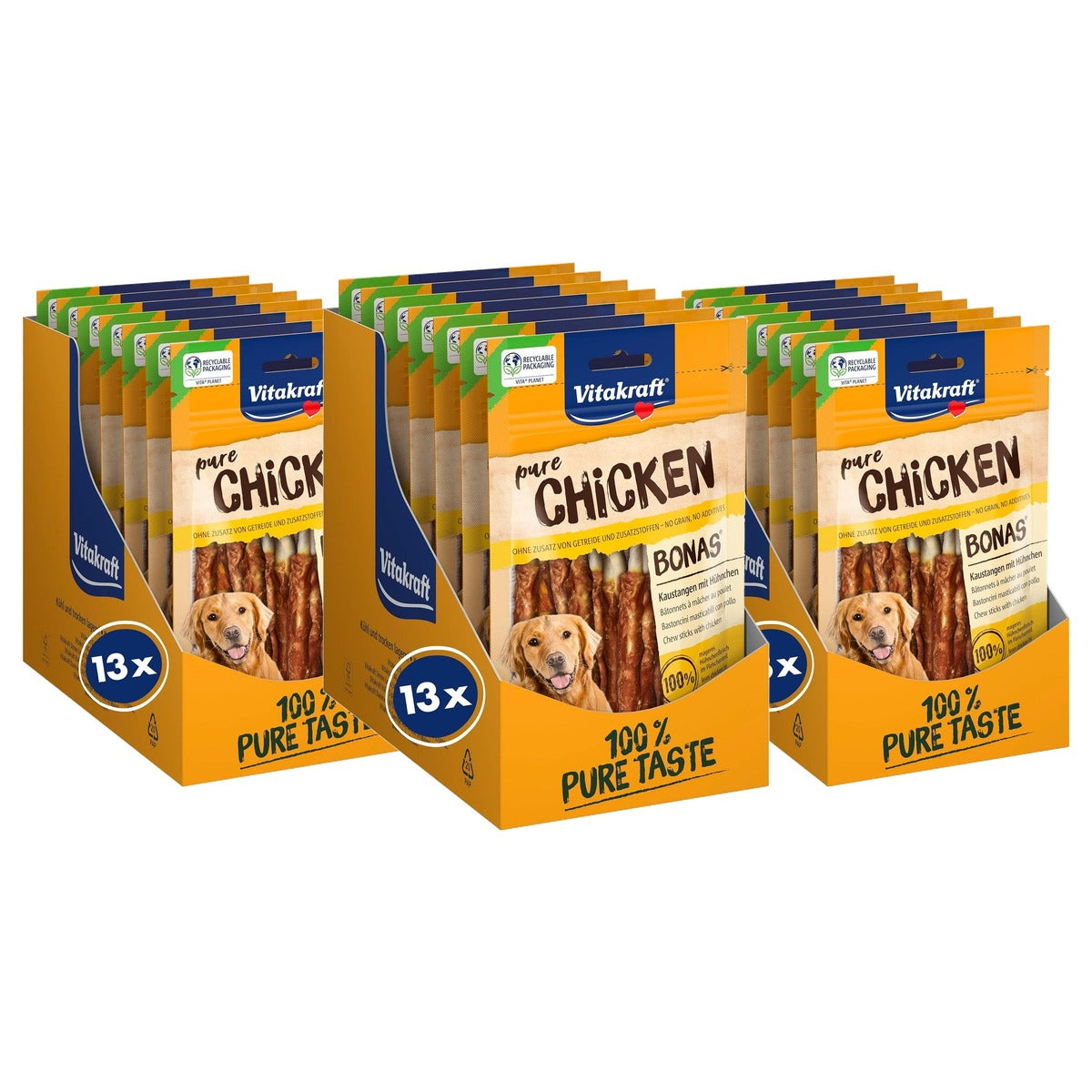 Vitakraft Pure Chicken Bonas hondensnack kip 13 x 80 g - 3-pack